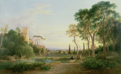 Scène de jardin extensive dans la baie de Naples - Franz Richard Unterberger